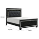 Lura Full Bed | LED Headboard | Embossed Panels | Tufted Black Faux Leather