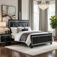 Lura Full Bed | LED Headboard | Embossed Panels | Tufted Black Faux Leather