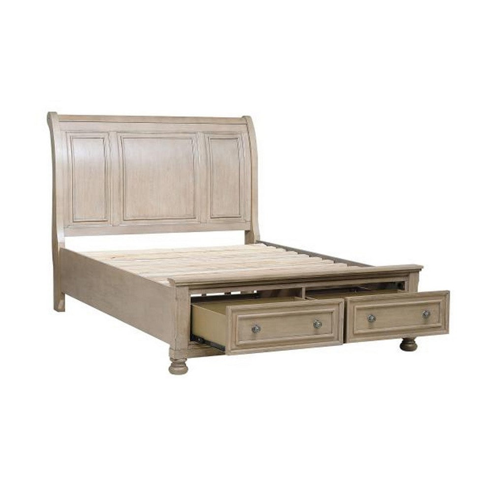Bely King Sleigh Bed | Footboard Storage | Picture Frame Molding Taupe Gray
