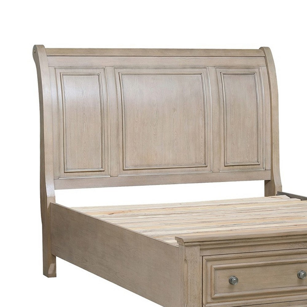 Bely King Sleigh Bed | Footboard Storage | Picture Frame Molding Taupe Gray