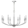 Kera 8 Light Candelabra Chandelier | 30" Wide Arm Modern Chrome Metal