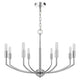 Kera 8 Light Candelabra Chandelier | 30" Wide Arm Modern Chrome Metal