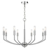 Kera 8 Light Candelabra Chandelier | 30" Wide Arm Modern Chrome Metal