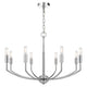 Kera 8 Light Candelabra Chandelier | 30" Wide Arm Modern Chrome Metal