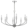 Kera 8 Light Candelabra Chandelier | 30" Wide Arm Modern Chrome Metal