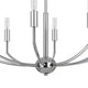 Kera 8 Light Candelabra Chandelier | 30" Wide Arm Modern Chrome Metal