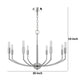 Kera 8 Light Candelabra Chandelier | 30" Wide Arm Modern Chrome Metal