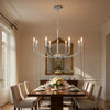 Kera 8 Light Candelabra Chandelier | 30" Wide Arm Modern Chrome Metal