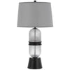 Table Lamp with LED Light | Gray Drum Shade | Frosted Glass Base | 29"