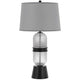 Table Lamp with LED Light | Gray Drum Shade | Frosted Glass Base | 29"