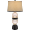 Table Lamp with LED Light | Gray Drum Shade | Frosted Glass Base | 29"