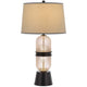 Table Lamp with LED Light | Gray Drum Shade | Frosted Glass Base | 29"