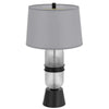 Table Lamp with LED Light | Gray Drum Shade | Frosted Glass Base | 29"
