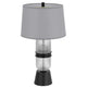 Table Lamp with LED Light | Gray Drum Shade | Frosted Glass Base | 29"