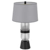 Table Lamp with LED Light | Gray Drum Shade | Frosted Glass Base | 29"