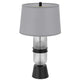 Table Lamp with LED Light | Gray Drum Shade | Frosted Glass Base | 29"