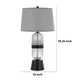 Table Lamp with LED Light | Gray Drum Shade | Frosted Glass Base | 29"