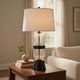 Table Lamp with LED Light | Gray Drum Shade | Frosted Glass Base | 29"