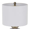 Table Lamp | White Drum Shade | 26" Sand Gray Ceramic Vase Base