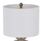 Table Lamp | White Drum Shade | 26" Sand Gray Ceramic Vase Base