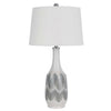 Table Lamp | Drum Shade | 29" White | Smokey Gray Swirl Ceramic Base
