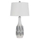 Table Lamp | Drum Shade | 29" White | Smokey Gray Swirl Ceramic Base
