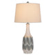 Table Lamp | Drum Shade | 29" White | Smokey Gray Swirl Ceramic Base