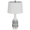 Table Lamp | Drum Shade | 29" White | Smokey Gray Swirl Ceramic Base