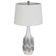 Table Lamp | Drum Shade | 29" White | Smokey Gray Swirl Ceramic Base