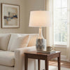 Table Lamp | Drum Shade | 29" White | Smokey Gray Swirl Ceramic Base