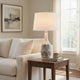 Table Lamp | Drum Shade | 29" White | Smokey Gray Swirl Ceramic Base