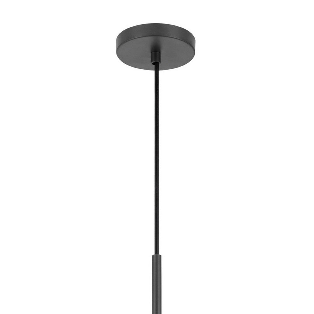 Ceiling Pendant Light | Braided Burlap Dome Shade | 21" Black Metal