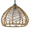 Ceiling Pendant Light | Braided Burlap Dome Shade | 21" Black Metal
