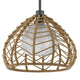 Ceiling Pendant Light | Braided Burlap Dome Shade | 21" Black Metal