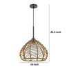 Ceiling Pendant Light | Braided Burlap Dome Shade | 21" Black Metal