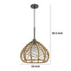 Ceiling Pendant Light | Braided Burlap Dome Shade | 21" Black Metal