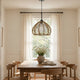 Ceiling Pendant Light | Braided Burlap Dome Shade | 21" Black Metal