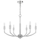 Kera 6 Light Candelabra Chandelier | 26" XL Modern Chrome Metal