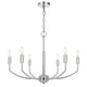 Kera 6 Light Candelabra Chandelier | 26" XL Modern Chrome Metal