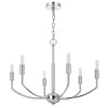 Kera 6 Light Candelabra Chandelier | 26" XL Modern Chrome Metal