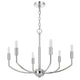 Kera 6 Light Candelabra Chandelier | 26" XL Modern Chrome Metal