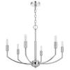 Kera 6 Light Candelabra Chandelier | 26" XL Modern Chrome Metal