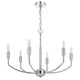Kera 6 Light Candelabra Chandelier | 26" XL Modern Chrome Metal