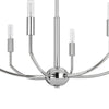 Kera 6 Light Candelabra Chandelier | 26" XL Modern Chrome Metal