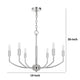 Kera 6 Light Candelabra Chandelier | 26" XL Modern Chrome Metal