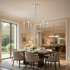 Kera 6 Light Candelabra Chandelier | 26" XL Modern Chrome Metal