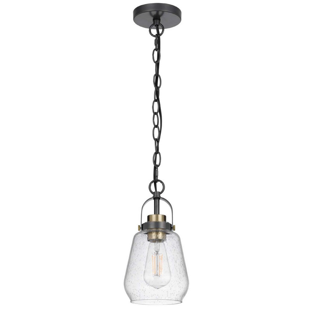 Lantern Accent Ceiling Pendant Light | Clear Glass Shade | 13" Black