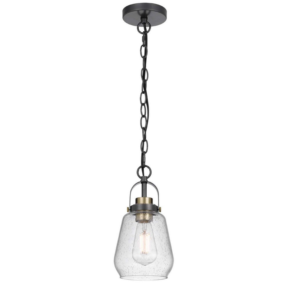 Lantern Accent Ceiling Pendant Light | Clear Glass Shade | 13" Black