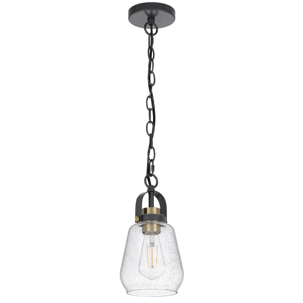 Lantern Accent Ceiling Pendant Light | Clear Glass Shade | 13" Black