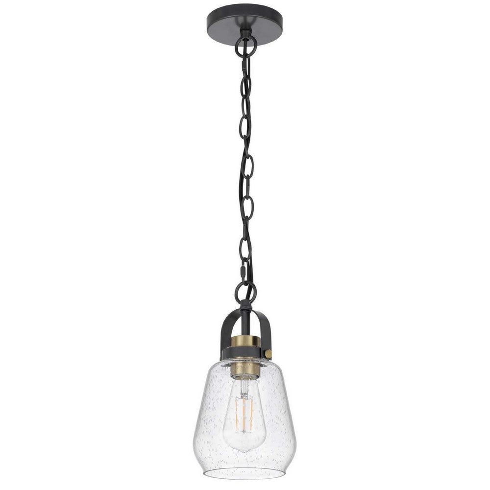 Lantern Accent Ceiling Pendant Light | Clear Glass Shade | 13" Black
